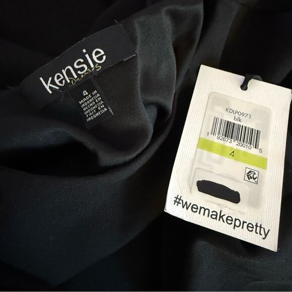 KENSIE Women’s Solid-Colored Faux-Wrap Dress Black Sz 4 NWT - Picture 5 of 7